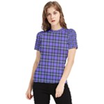 Blue Tartan Plaid 1 Women s Short Sleeve Rash Guard