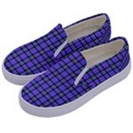 Blue Tartan Plaid 1 Kids  Canvas Slip Ons