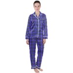 Blue Tartan Plaid 1 Women s Long Sleeve Satin Pajamas Set