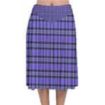 Blue Tartan Plaid 1 Velvet Flared Midi Skirt