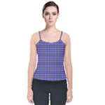 Blue Tartan Plaid 1 Velvet Spaghetti Strap Top