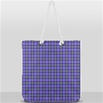 Blue Tartan Plaid 1 Full Print Rope Handle Tote (Large)