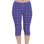 Blue Tartan Plaid 1 Velvet Capri Leggings 