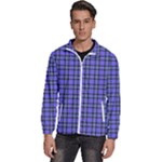 Blue Tartan Plaid 1 Men s High Neck Windbreaker