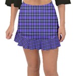 Blue Tartan Plaid 1 Fishtail Mini Chiffon Skirt