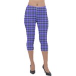 Blue Tartan Plaid 1 Lightweight Velour Capri Leggings 