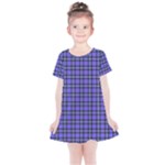 Blue Tartan Plaid 1 Kids  Simple Cotton Dress