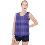 Blue Tartan Plaid 1 Bubble Hem Chiffon Tank Top