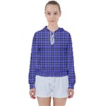 Blue Tartan Plaid 1 Women s Tie Up Sweat