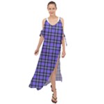 Blue Tartan Plaid 1 Maxi Chiffon Cover Up Dress