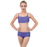 Blue Tartan Plaid 1 Layered Top Bikini Set