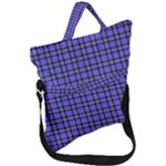 Blue Tartan Plaid 1 Fold Over Handle Tote Bag