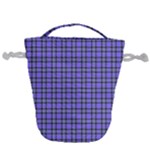 Blue Tartan Plaid 1 Drawstring Bucket Bag