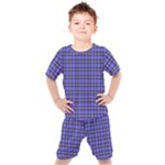 Blue Tartan Plaid 1 Kids  T-Shirt and Shorts Set