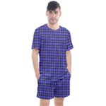 Blue Tartan Plaid 1 Men s Mesh T-Shirt and Shorts Set