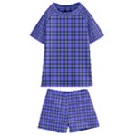 Blue Tartan Plaid 1 Kids  Swim T-Shirt and Shorts Set