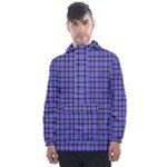 Blue Tartan Plaid 1 Men s Front Pocket Pullover Windbreaker