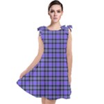 Blue Tartan Plaid 1 Tie Up Tunic Dress