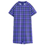 Blue Tartan Plaid 1 Kids  Boyleg Half Suit Swimwear