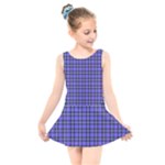 Blue Tartan Plaid 1 Kids  Skater Dress Swimsuit