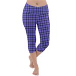 Blue Tartan Plaid 1 Lightweight Velour Capri Yoga Leggings