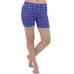 Blue Tartan Plaid 1 Lightweight Velour Yoga Shorts