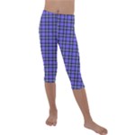 Blue Tartan Plaid 1 Kids  Lightweight Velour Capri Leggings 