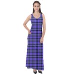 Blue Tartan Plaid 1 Sleeveless Velour Maxi Dress