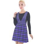 Blue Tartan Plaid 1 Plunge Pinafore Velour Dress