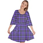 Blue Tartan Plaid 1 Velour Kimono Dress