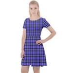 Blue Tartan Plaid 1 Cap Sleeve Velour Dress 