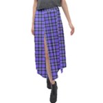 Blue Tartan Plaid 1 Velour Split Maxi Skirt