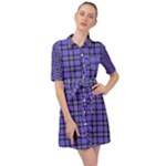 Blue Tartan Plaid 1 Belted Shirt Dress