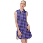 Blue Tartan Plaid 1 Sleeveless Shirt Dress