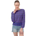 Blue Tartan Plaid 1 Banded Bottom Chiffon Top