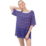 Blue Tartan Plaid 1 Oversized Chiffon Top