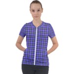 Blue Tartan Plaid 1 Short Sleeve Zip Up Jacket