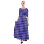 Blue Tartan Plaid 1 Half Sleeves Maxi Dress