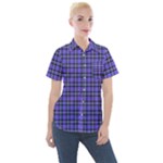 Blue Tartan Plaid 1 Women s Short Sleeve Pocket Shirt