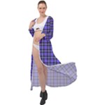 Blue Tartan Plaid 1 Maxi Chiffon Beach Wrap