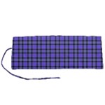 Blue Tartan Plaid 1 Roll Up Canvas Pencil Holder (S)