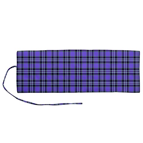 Blue Tartan Plaid 1 Roll Up Canvas Pencil Holder (M) from ArtsNow.com