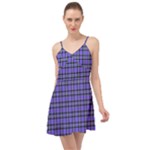 Blue Tartan Plaid 1 Summer Time Chiffon Dress