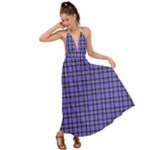 Blue Tartan Plaid 1 Backless Maxi Beach Dress