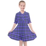 Blue Tartan Plaid 1 Kids  All Frills Chiffon Dress