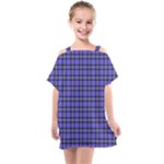 Blue Tartan Plaid 1 Kids  One Piece Chiffon Dress