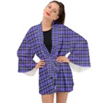 Blue Tartan Plaid 1 Long Sleeve Kimono