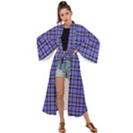 Blue Tartan Plaid 1 Maxi Kimono