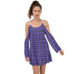 Blue Tartan Plaid 1 Boho Dress