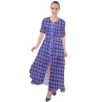 Blue Tartan Plaid 1 Waist Tie Boho Maxi Dress